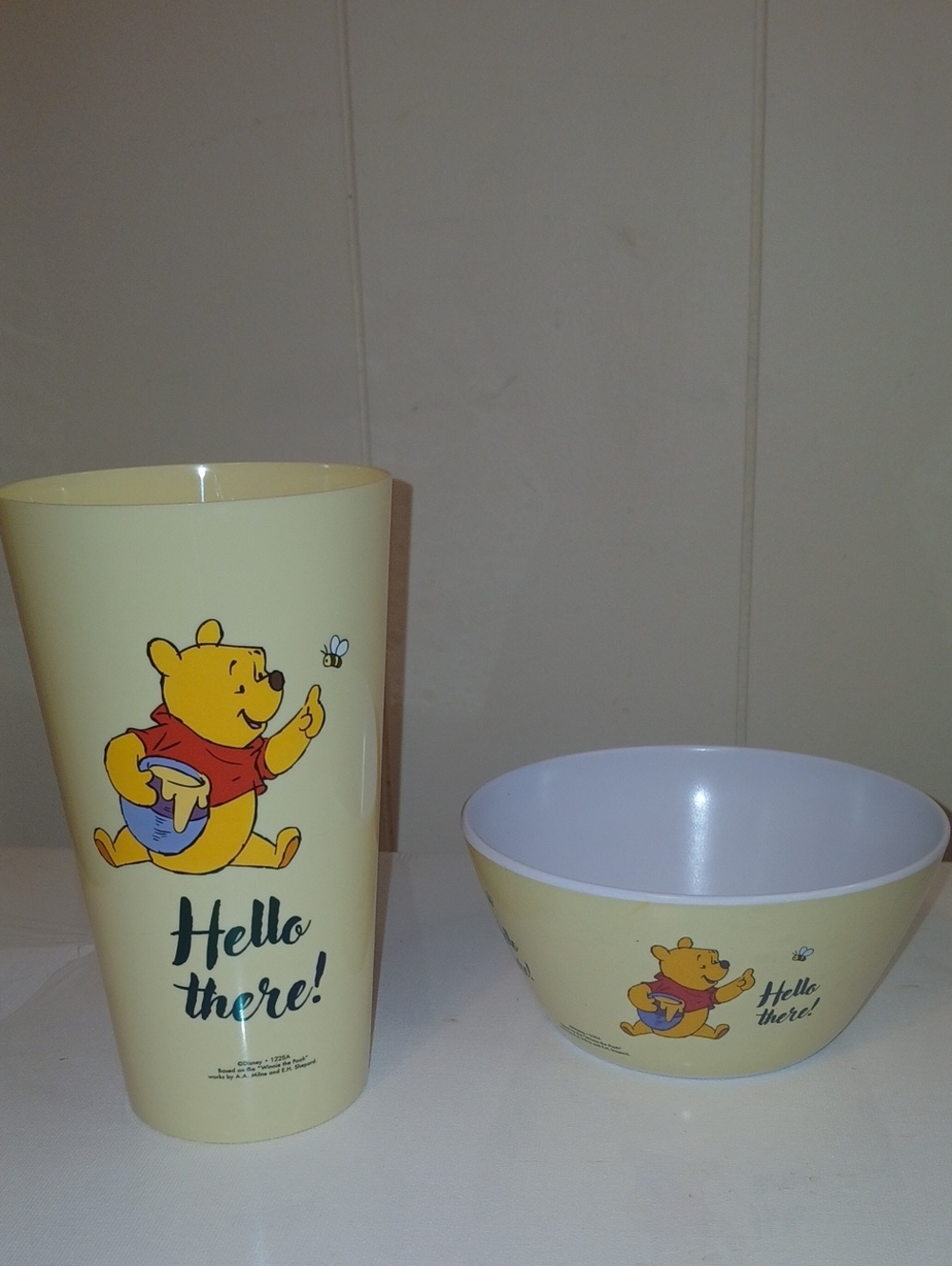 Disney Winnie the Pooh Yellow Cup & Bowl Set (BPA Free, Glass Free)